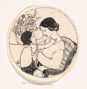 menina no colo da mãe de A. Tinbergen (signed by artist)