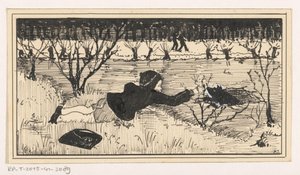 Garota tenta resgatar cachorro de velório de A. Tinbergen (signed by artist)