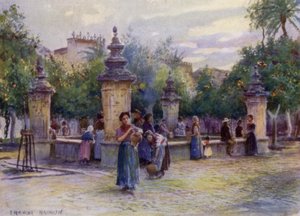 Cordova, Patio de los Naranjos (cor litho) de A. Trevor Haddon