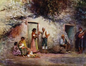 Granada, Ciganos nas Portas das suas Grutas (cor litho)