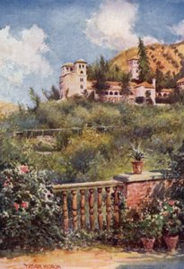 Granada, Vista da Generalife (cor litho) de A. Trevor Haddon