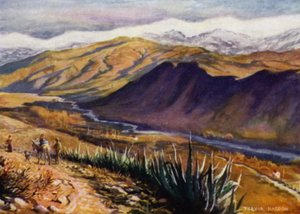 Granada, Vista da Serra Nevada e do Rio Genil (cor litho) de A. Trevor Haddon