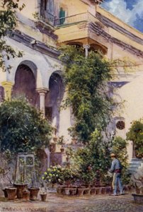Sevilha, Jardins do Alcazar (cor litho) de A. Trevor Haddon