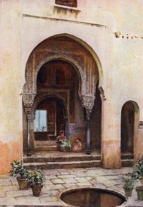 Alhambra, Corte do Mexuar, Fachada Oeste (cor litho) de A. Trevor Haddon