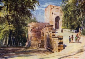 A Alhambra, Porta da Justiça e Fonte do Imperador (cor litho) de A. Trevor Haddon