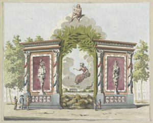Artes e ciências, decoração no Noordermarkt, 1795
Dez pratos das decorações na festa da Aliança em Amesterdão em 1795 (título da série) de A. Verkerk
