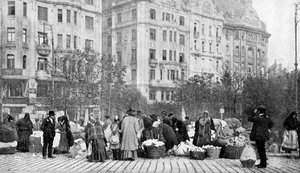 Grande mercado de flores, Budapeste, Hungria, 1922.