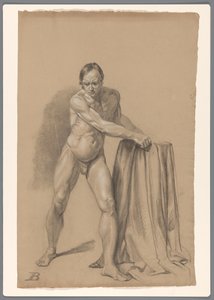 Nu masculino de pé, visto de frente de A. Waterloo (attributed to)