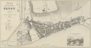 Mapa da cidade de Vevey em 1726 de A. de Mandrot