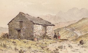 Cabana em Ghorphwysfa, País de Gales do Norte (cromolitografia) de Aaron Edwin Penley