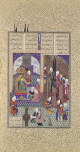 Os Sábios do Xá aprovam o casamento de Zal, Fólio 86v do Shahnama..., ca. 1525-30. de 