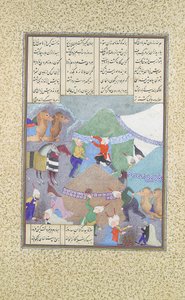 Sexto Curso de Isfandiyar: Ele vem através da neve, Folio 438r from the..., c. 1525-30.