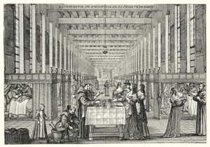 A enfermaria do Hopital de la Charite de Paris (gravura)