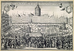 Antigo mercado de Colônia, c. 1660 de Abraham Aubry