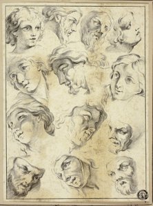 13 esboços de vários rostos de Abraham Bloemaert