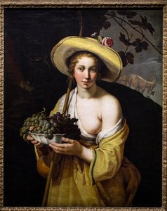 Bergere com um prato de uvas de Abraham Bloemaert