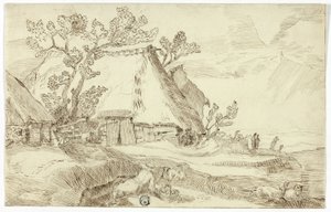 Quinta sob telhados de colmo de Abraham Bloemaert