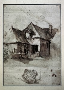 Cabana com cesto de vime, final do século XVI - início do século XVII (gravura) de Abraham Bloemaert
