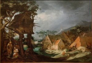 Paisagem com tranquilidade em fuga de Abraham Bloemaert