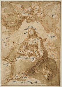 Madona com o Menino, coroada por anjos de Abraham Bloemaert