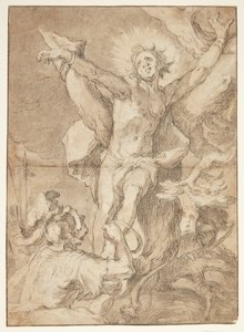 São Sebastião é amarrado a uma árvore por um soldado romano de Abraham Bloemaert