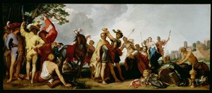A Coroação de Alexandre o Grande (356-323 AC) (óleo sobre painel) de Abraham Bloemaert