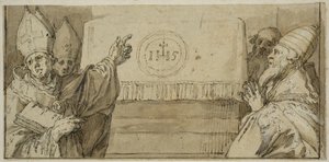 Os quatro Padres latinos da Igreja diante de um altar de Abraham Bloemaert