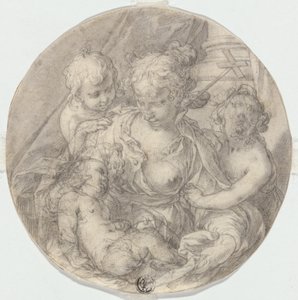 A Madona com o Menino Jesus, com o menino João Batista e outro Menino (Caritas) de Abraham Bloemaert