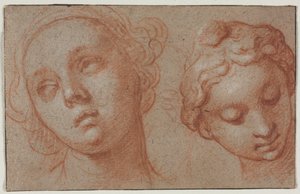 Duas cabeças femininas, primeira metade do século XVII. de Abraham Bloemaert