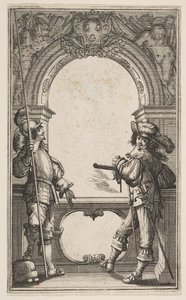Frontispício de Les Gardes Françaises, 1632.