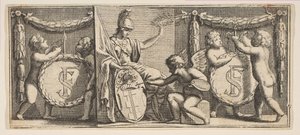 Minerva e os braços de François Sublet de Noyers Pintado pelo Geniu ..., meados do século XVII. de Abraham Bosse