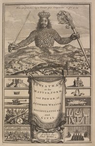 Página de título de "Leviatã, ou A Matéria, Forme, & Poder de um Eclesiástico e Civil da Common-Wealth" por Thomas Hobbes