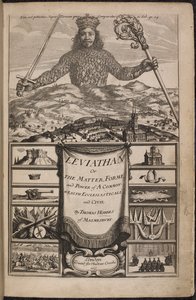 Página de título de "Leviatã, ou A Matéria, Forme, & Poder de um Eclesiástico e Civil da Common-Wealth" por Thomas Hobbes
