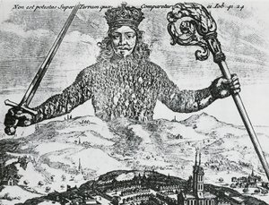 Página de título de "Leviatã, ou A Matéria, Forme, & Poder de um Eclesiástico e Civil da Common-Wealth" por Thomas Hobbes