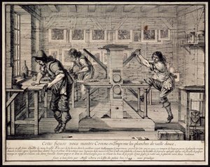 Oficina de um Engraver, 1642.   de Abraham Bosse