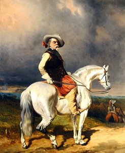 Cavaleiro sobre um cavalo branco (óleo sobre tela) de Abraham Cooper