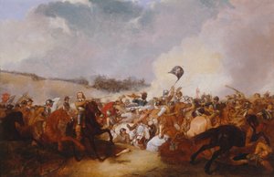 Cromwell liderando tropas para a batalha de Abraham Cooper