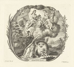 Alegoria do nascimento de uma criança com Juno e Abundância de Abraham Delfos