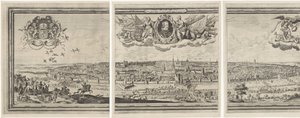 Vista de Bruxelas, constituída por três partes
Bruxella nobilissima Brabantiae civitas ano 1640 de Abraham Dircksz. Santvoort
