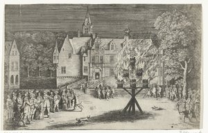 Fogueira durante a visita da Princesa Maria Henrietta a Breda com o Príncipe Guilherme III, 1653 de Abraham Dircksz. Santvoort