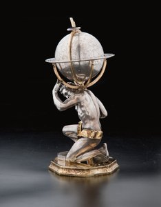 Dois globos terrestres e celestes excepcionais, apoiados por Hércules e Atlas, Augsburg, 1697-99