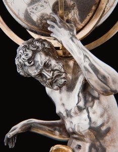 Dois globos terrestres e celestes excepcionais, apoiados por Hércules e Atlas, Augsburg