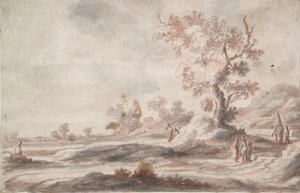 Paisagem com árvores e figuras antigas de Abraham Genoels