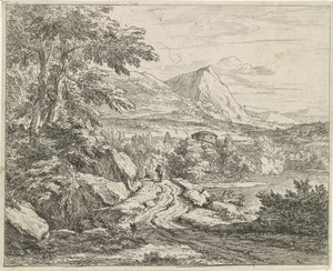 Estrada ao longo das rochas Paisagens (título da série) de Abraham Genoels