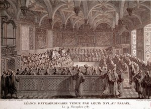 O primeiro da Revolução Francesa: Sessão extraordinária realizada por Luís XVI (1754-1793) no Palácio de Versalhes, 19 de Novembro de Abraham Girardet