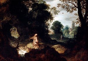 Paisagem rochosa com São Francisco, início do século XVII