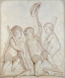 Os Três Querubins (grisaille), Putti com os atributos de Hércules e Mercúrio, 1767 de Abraham Hendrick van Beesten