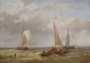 Barcos de pesca no mar (painel)