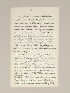 Manuscrito autógrafo do discurso de vitória de Lincoln na eleição como presidente, feito em Washington DC, da janela da Casa Branca na noite de 10 de novembro