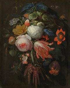 Um buquê de flores pendurado